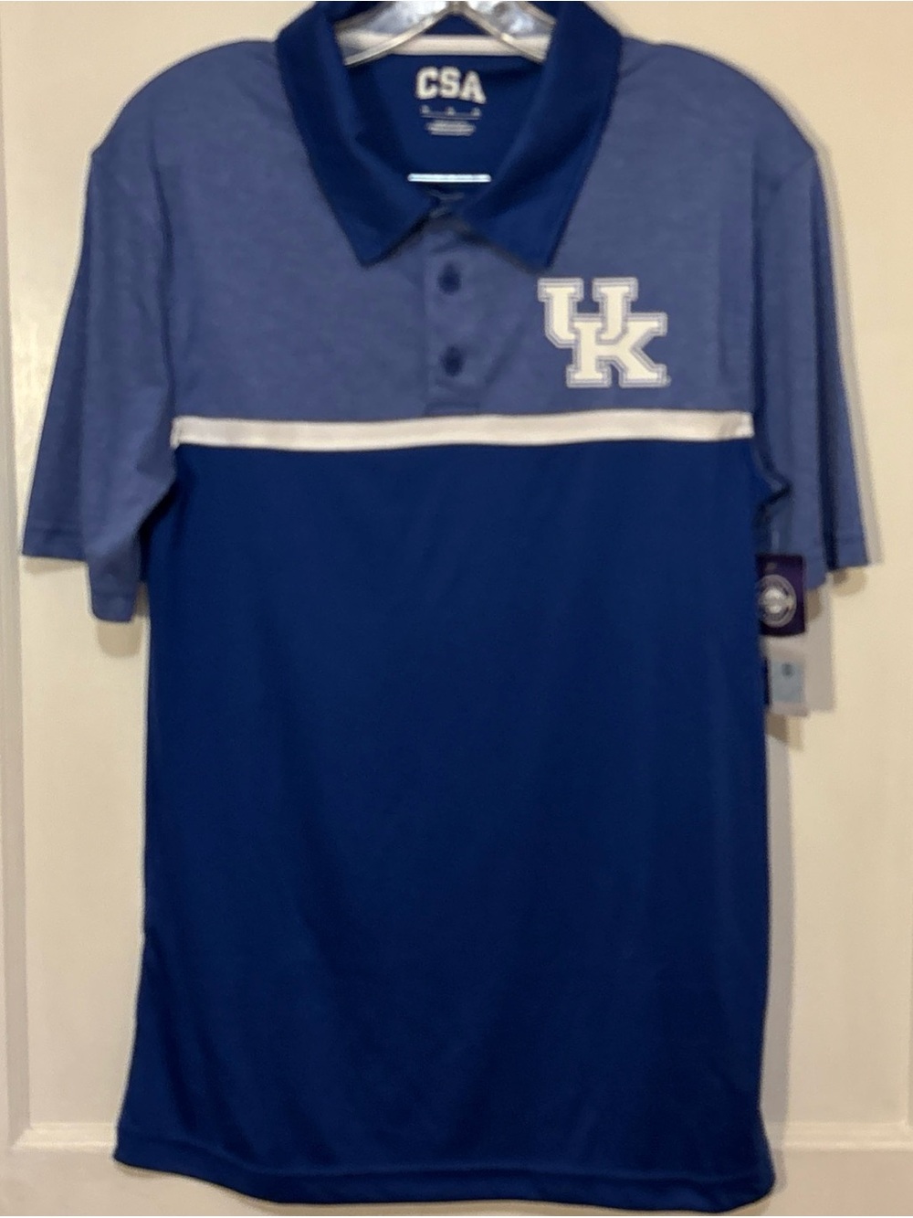 Men’s University Blue Polo Shirt with UK Logo Size M